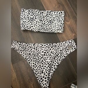 Shein Black and White Bandeau Bathing Suite